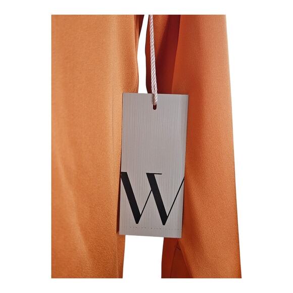 NEW Women's Worthington Satin Long Sleeve Button-Down Shirt in Orange (Size: XS) - Picture 4 of 9